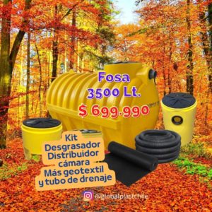 FOSA SÉPTICA 1200 LITROS CON KIT Y GEOTEXTIL